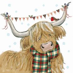 Highland Cow with Scarf