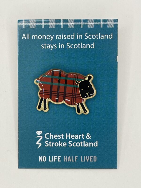 Tartan sheep pin badge