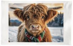 The Highland Winter Coo Cotton Tea Towel