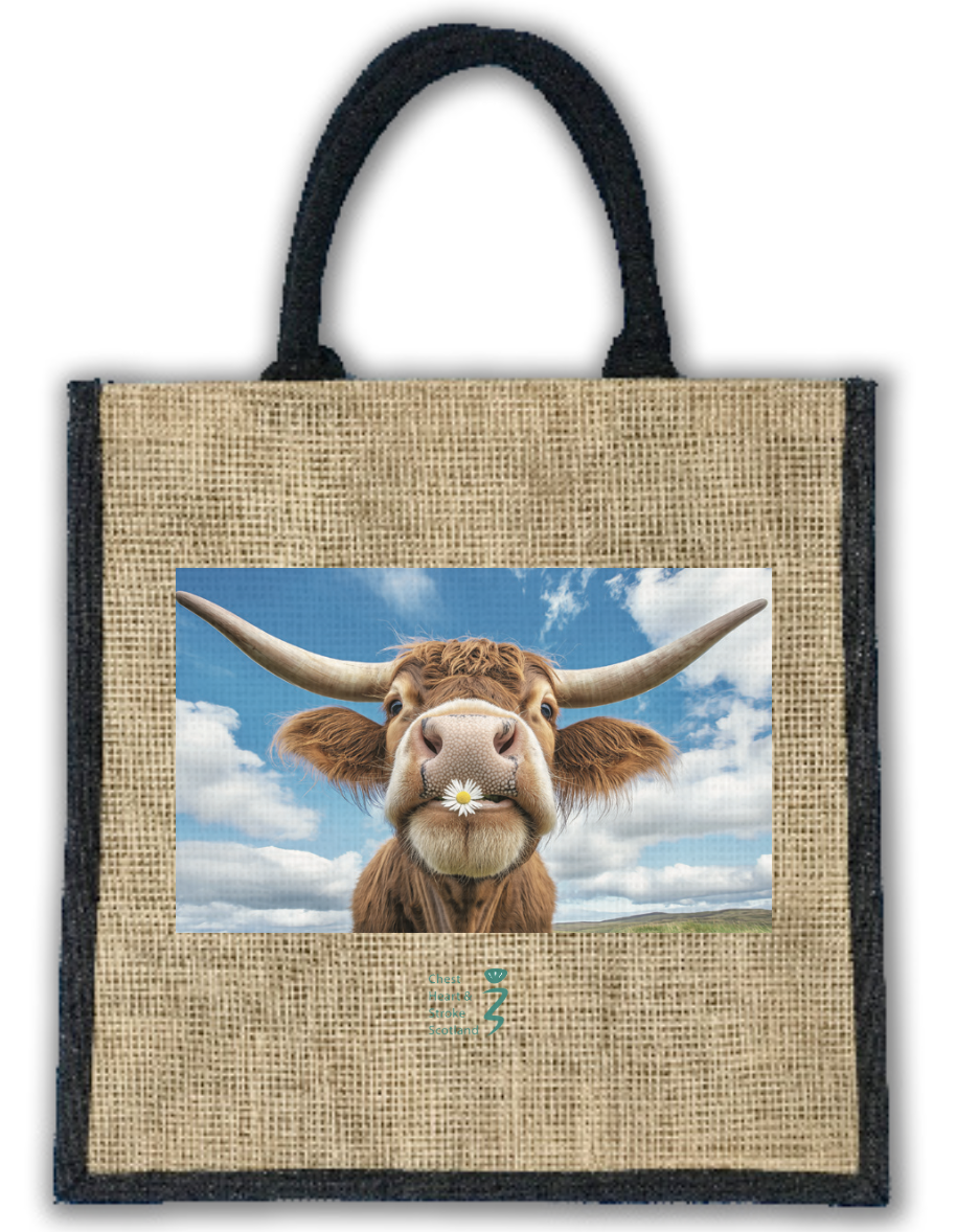 Daisy The Highland Coo Jute Bag