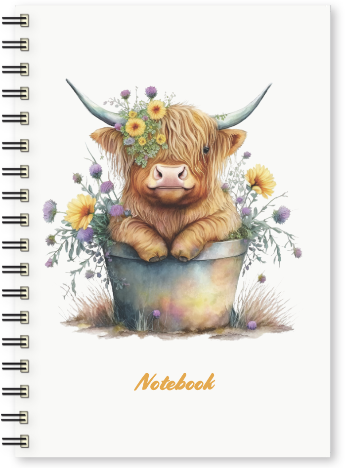 Blossom Coo in Pot A5 Wiro Notebook Ruled