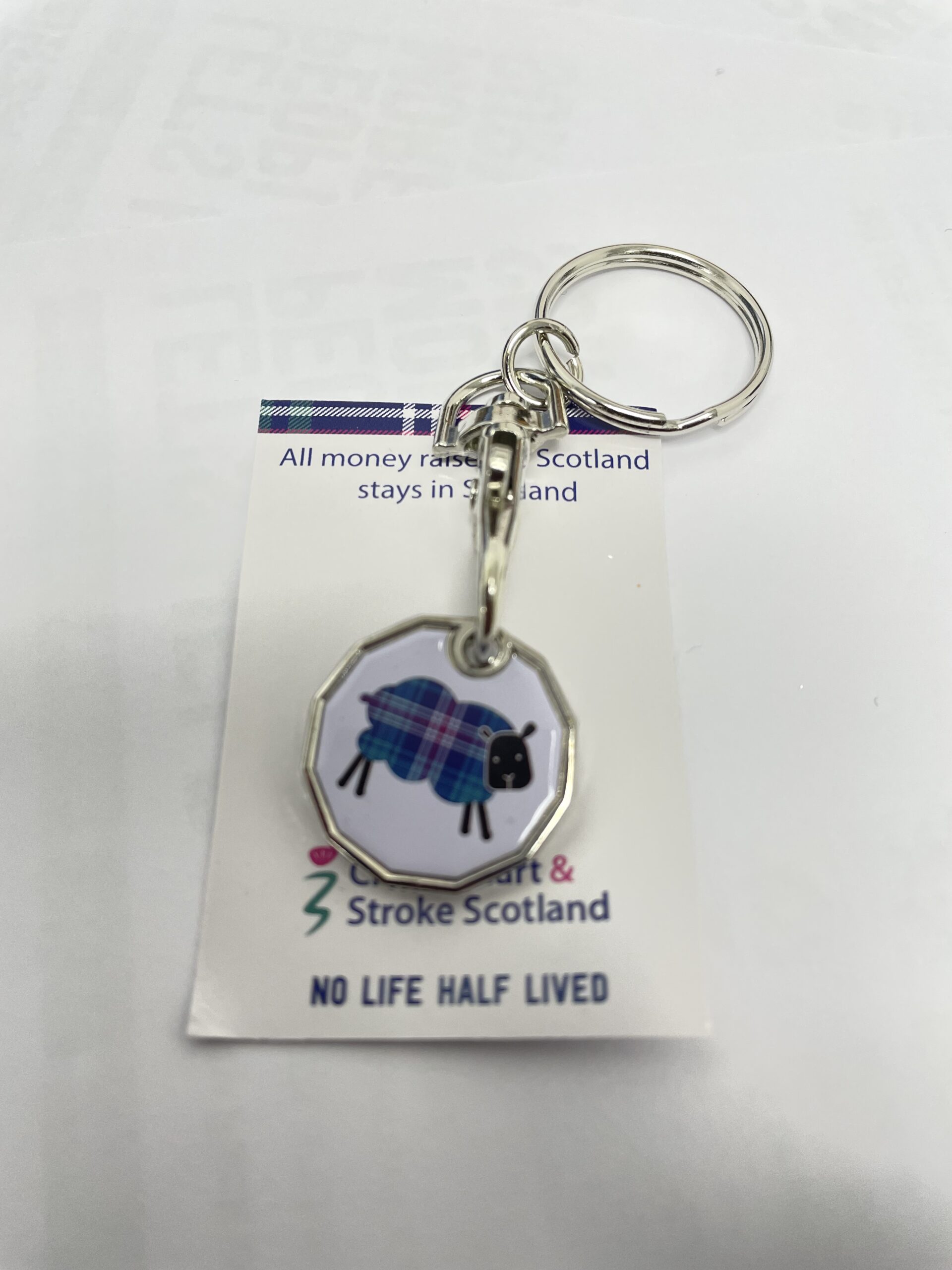 Tartan Sheep Trolley Coin Keyring
