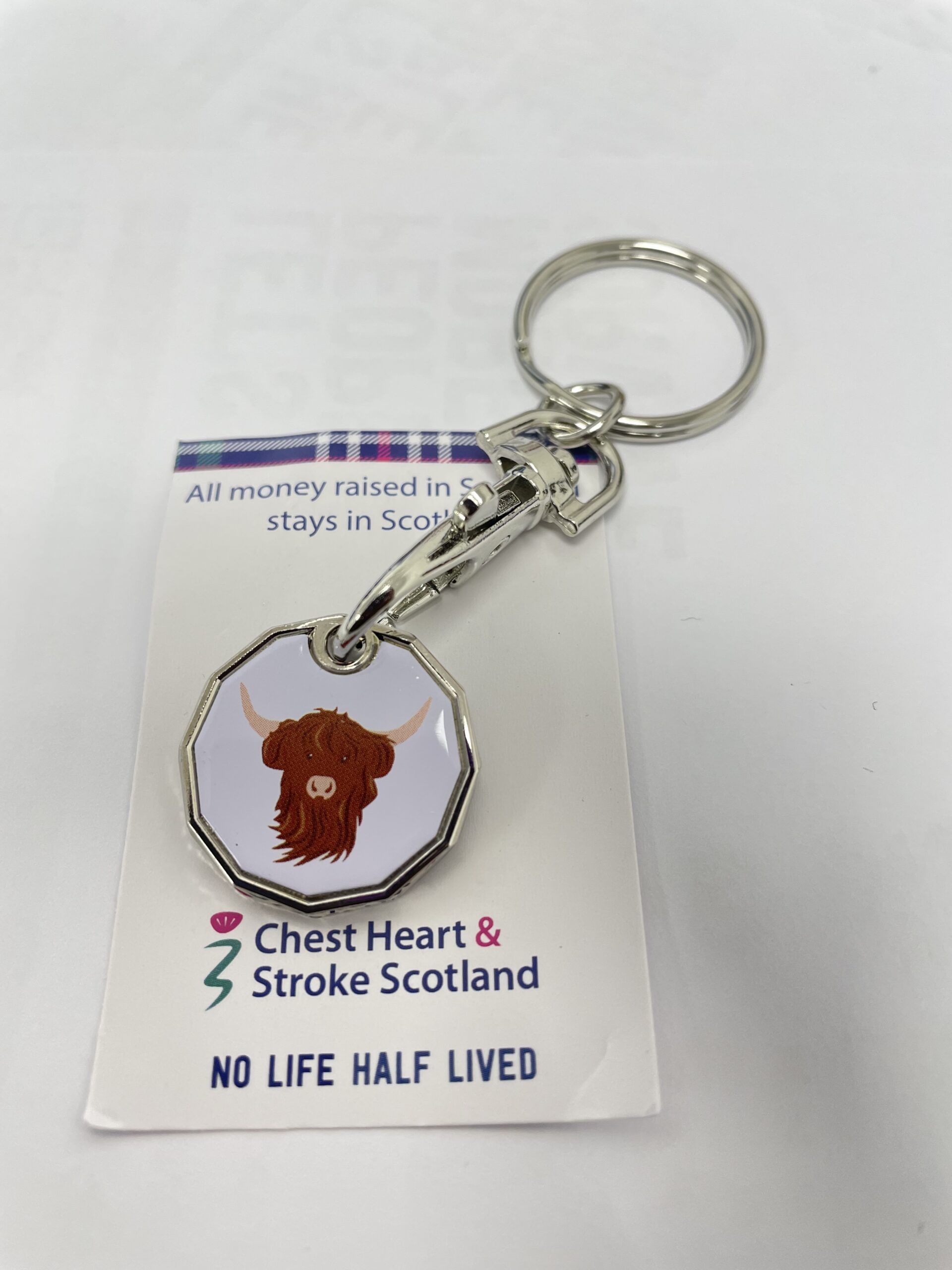 Highland Cow Trolley Coin Keyring