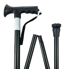 Walking Stick Folding Height Adj.T-Handle Black