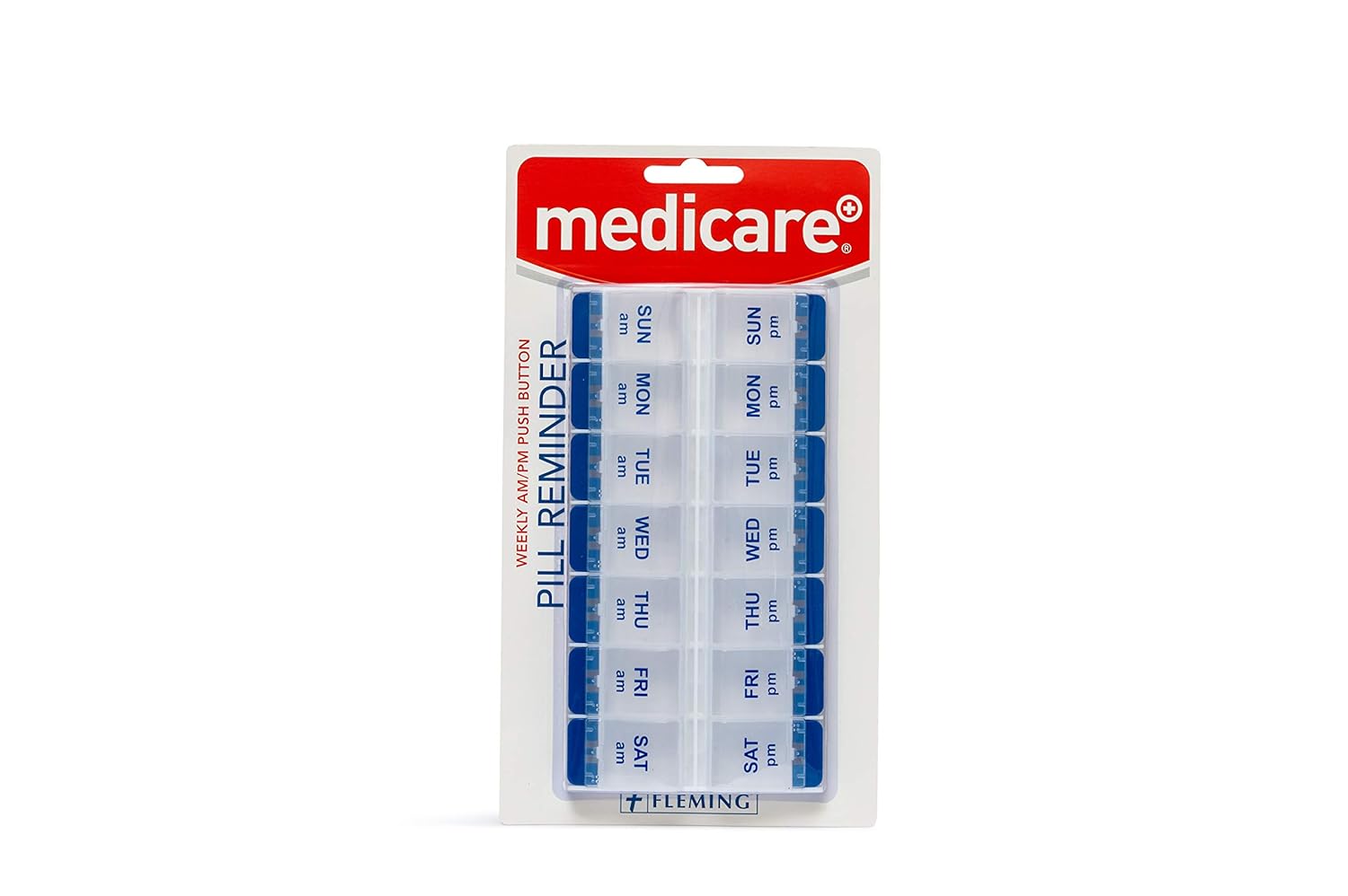 Medicare PILL BOX 7 day AM/PM Push Button