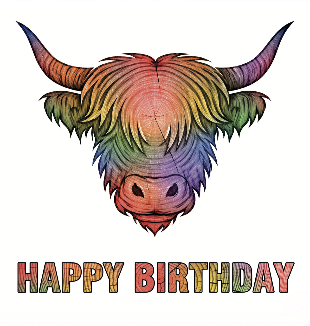 Wood Grain Highland Cow